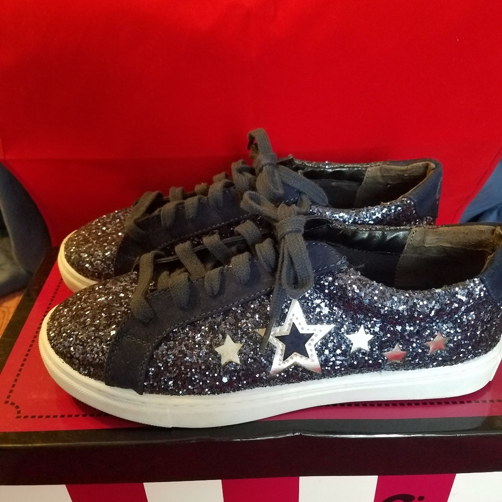 Navy glitter and stars sneakers